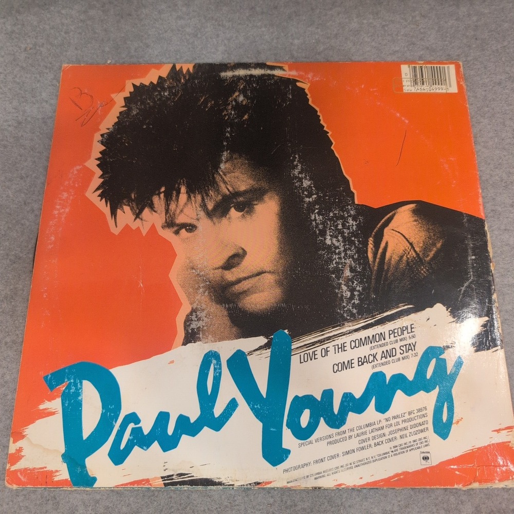 Paul Young Love of the Common People Come Back and Stay 12" Vinyl Promo 1983 - Picture 2 of 7